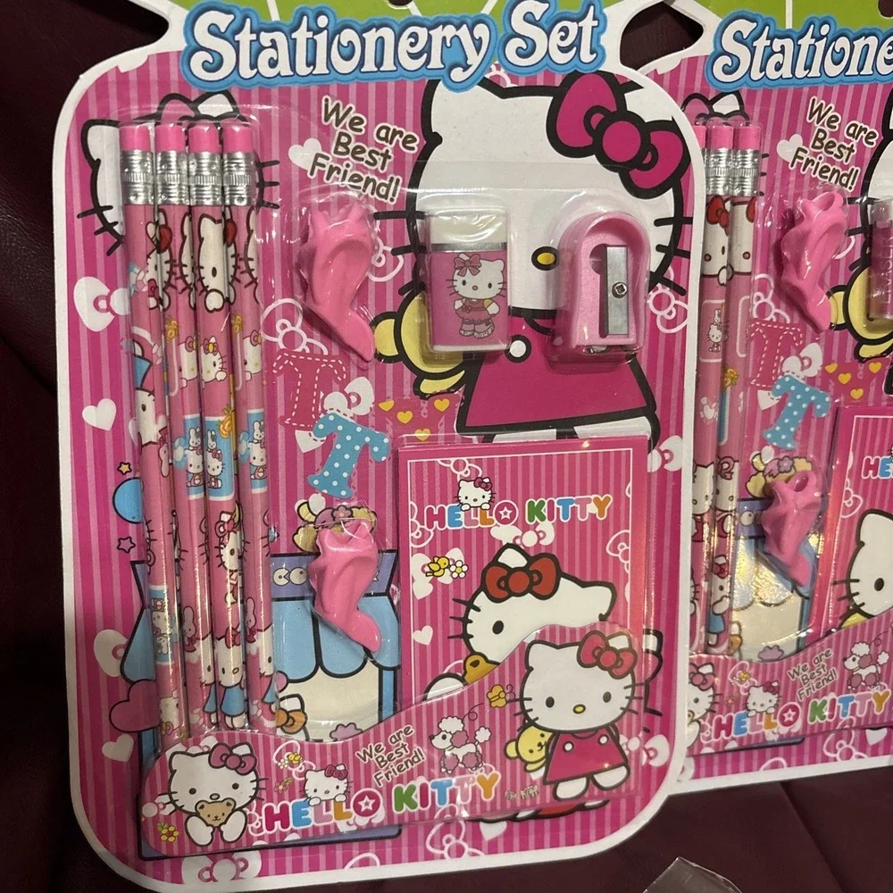 Stationary School Gift Set Bundle Hello Kitty Pencil Eraser Barrette Color Penc